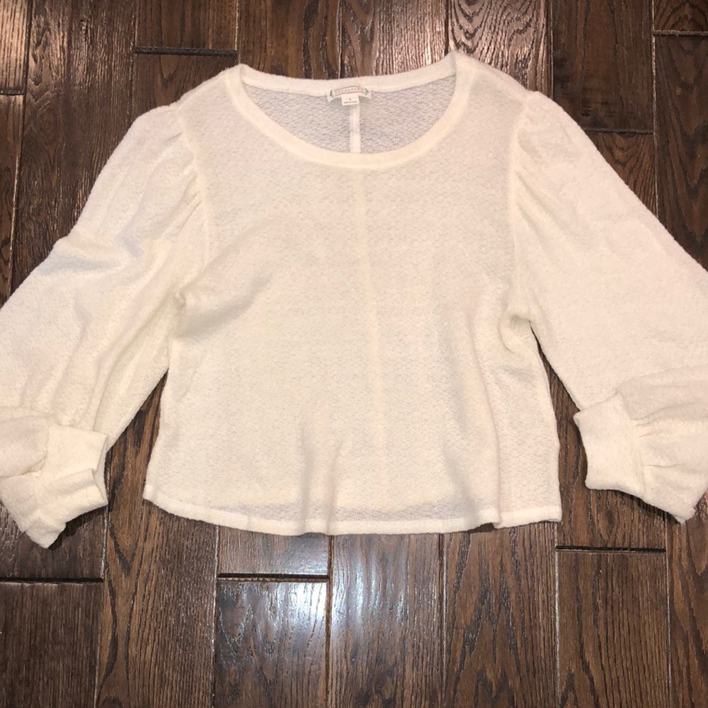 Loveriche white knit sweater boho size large
